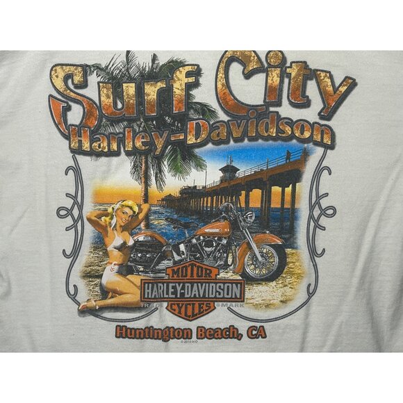 Harley-Davidson H-D HD Long Sleeve T-Shirt "Surf City” Huntington Beach CA 2011 - Picture 1 of 9